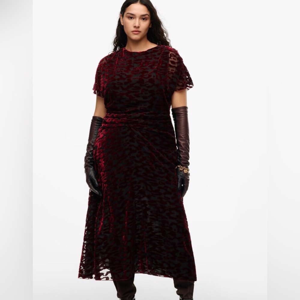 ZARA Velvet Silk Draped Long Dress Limited Edition